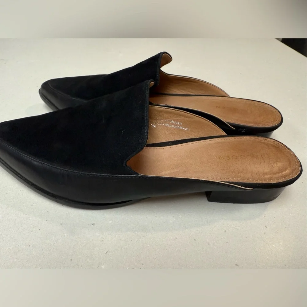 HALOGEN Corbin Black Suede Leather combo mule Size 6.5 - Picture 3 of 6